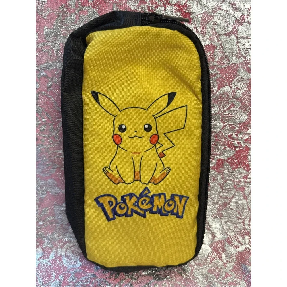 Pokemon Pikachu Yellow & Black Zipper Pouch Bag- Small Makeup‎ Or Pencil Case